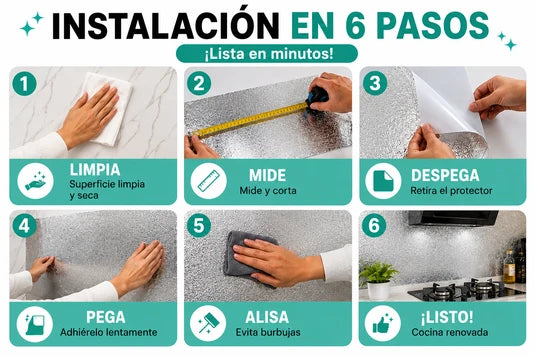 PAPEL DE ALUMINIO AUTOADHESIVO DE COCINA - OFERTA ESPECIAL 2X1