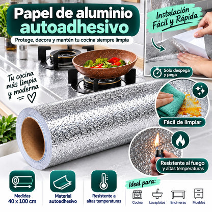 PAPEL DE ALUMINIO AUTOADHESIVO DE COCINA - OFERTA ESPECIAL 2X1